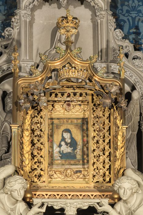 peinture sur soie et son cadre : Vierge à l'Enfant dite Notre-Dame des Vertus