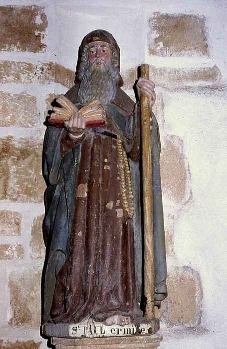 statue : saint Paul ermite - © Ministère de la Culture (France), Conservation des antiquités et des objets d’art du Morbihan, tous droits réservés