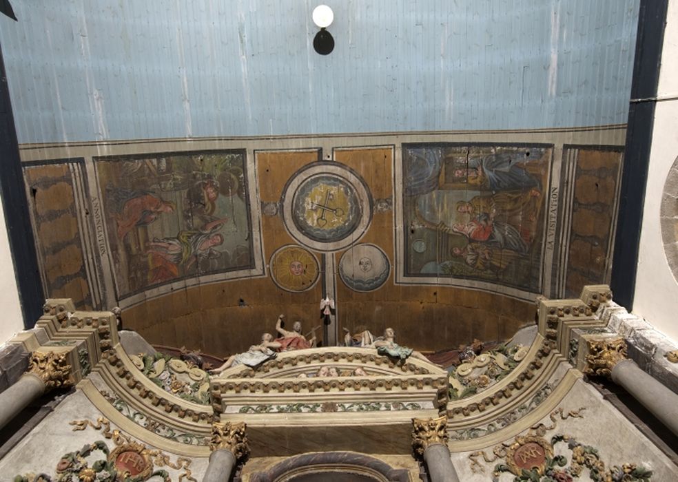 autel, retable, tabernacle, gradins d'autel, tableau : le Christ et saint Pierre marchant sur les eaux (maître-autel)