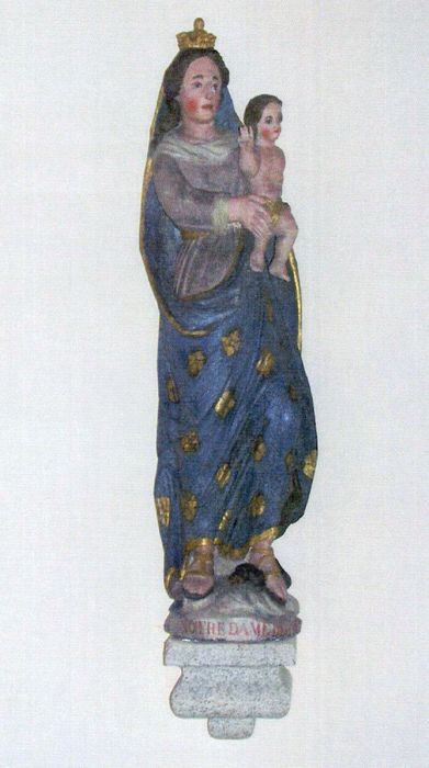 statue : Vierge à l'Enfant terrassant le dragon dite Notre-Dame des Fruits - © Ministère de la Culture (France), Conservation des antiquités et des objets d’art du Morbihan, tous droits réservés