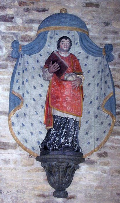 statue, son dais et sa console : Saint Etienne - © Ministère de la Culture (France), Conservation des antiquités et des objets d’art du Morbihan, tous droits réservés