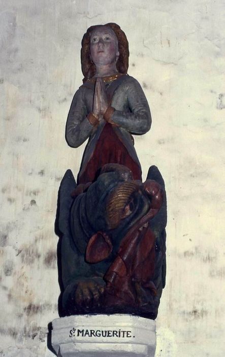 groupe sculpté : Sainte Marguerite et le dragon - © Ministère de la Culture (France), Conservation des antiquités et des objets d’art du Morbihan – Tous droits réservés