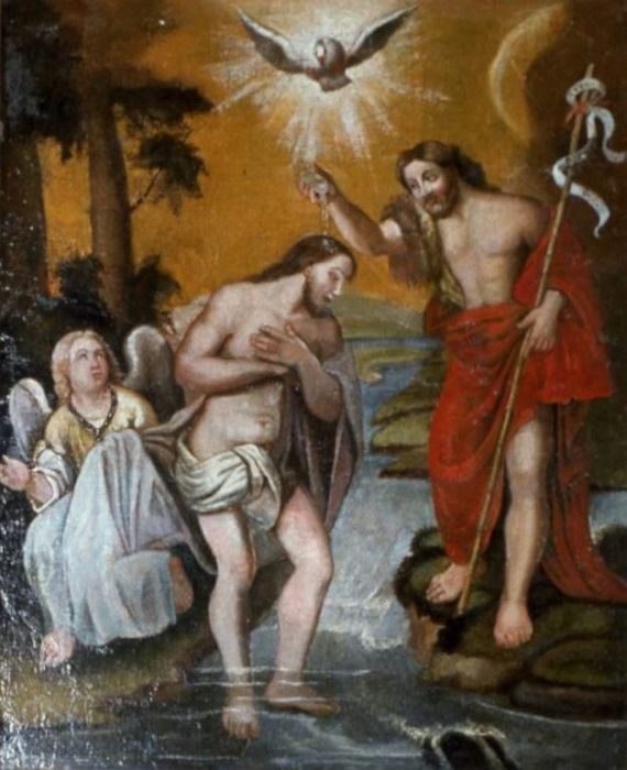 tableau : Baptême du Christ - © Ministère de la Culture (France), Conservation des antiquités et des objets d’art du Morbihan – Tous droits réservés
