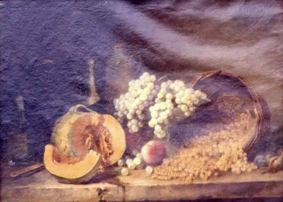tableau : Melon, groseilles et raisins - © Ministère de la Culture (France), Conservation des antiquités et des objets d’art du Morbihan – Tous droits réservés