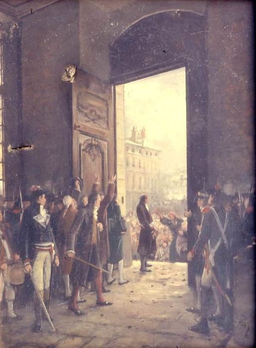 tableau : Foule haranguant les aristocrates - © Ministère de la Culture (France), Conservation des antiquités et des objets d’art du Morbihan – Tous droits réservés