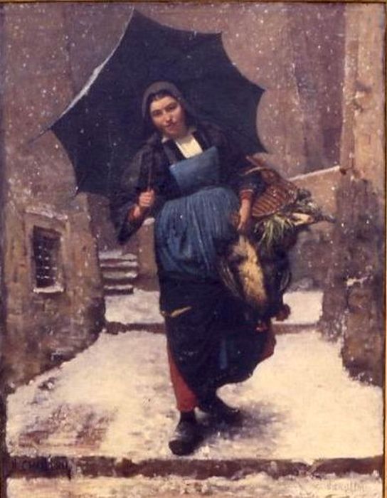 tableau : Retour du marché - © Ministère de la Culture (France), Conservation des antiquités et des objets d’art du Morbihan – Tous droits réservés