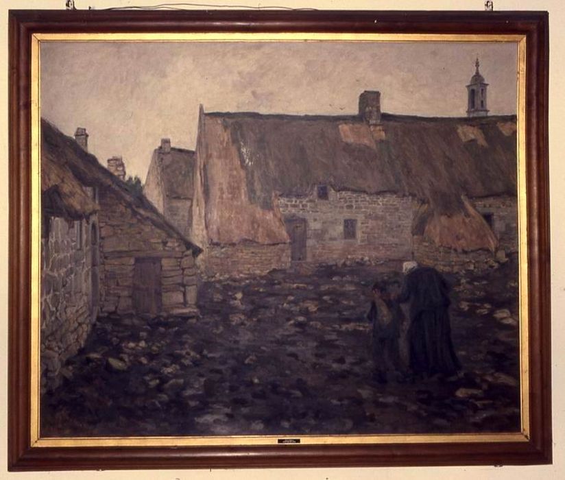 tableau : Vieille femme et enfant dans une ferme - © Ministère de la Culture (France), Conservation des antiquités et des objets d’art du Morbihan – Tous droits réservés