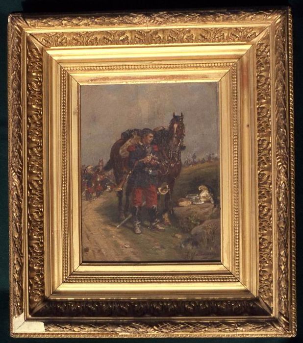 tableau : Le Repas au Hussard - © Ministère de la Culture (France), Conservation des antiquités et des objets d’art du Morbihan – Tous droits réservés