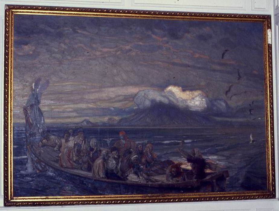 tableau : Départ de l'île au volcan - © Ministère de la Culture (France), Conservation des antiquités et des objets d’art du Morbihan – Tous droits réservés