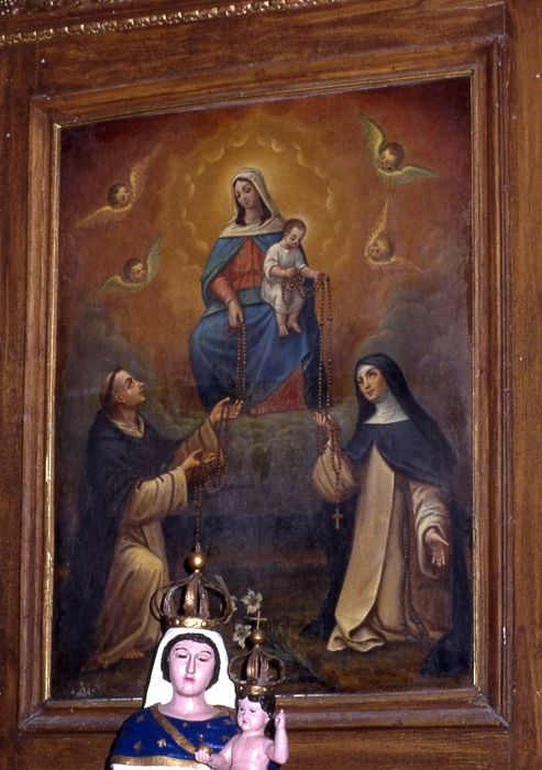 tableau : La Remise du Rosaire, autel et retable du transept sud - © Ministère de la Culture (France), Conservation des antiquités et des objets d’art du Morbihan – Tous droits réservés