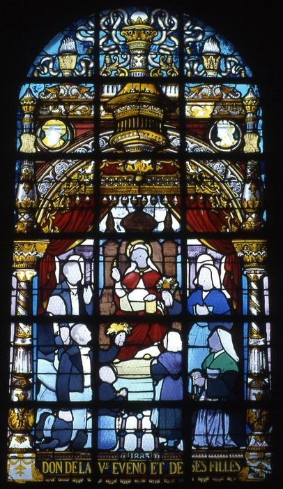 verrière : Vie de sainte Cécile - © Ministère de la Culture (France), Conservation des antiquités et des objets d’art du Morbihan – Tous droits réservés