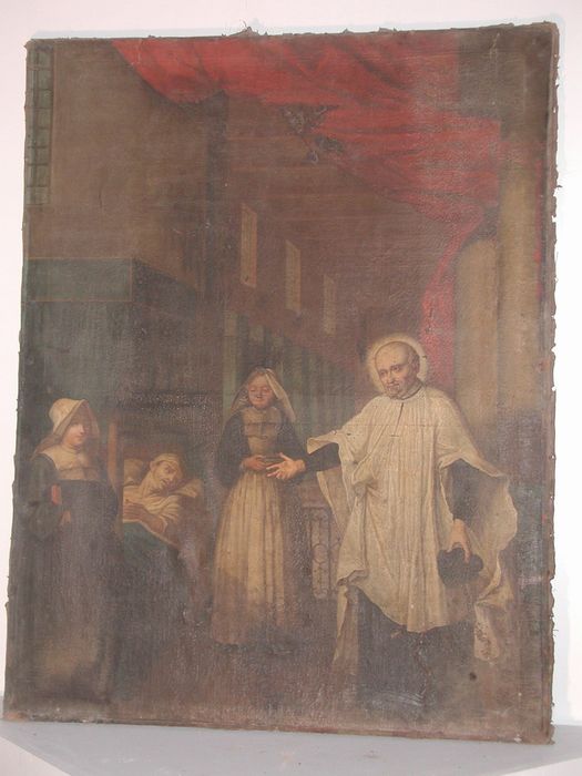 tableau ex-voto : Saint Vincent de Paul guérissant un paralytique - © Ministère de la Culture (France), Conservation des antiquités et des objets d’art du Morbihan – Tous droits réservés