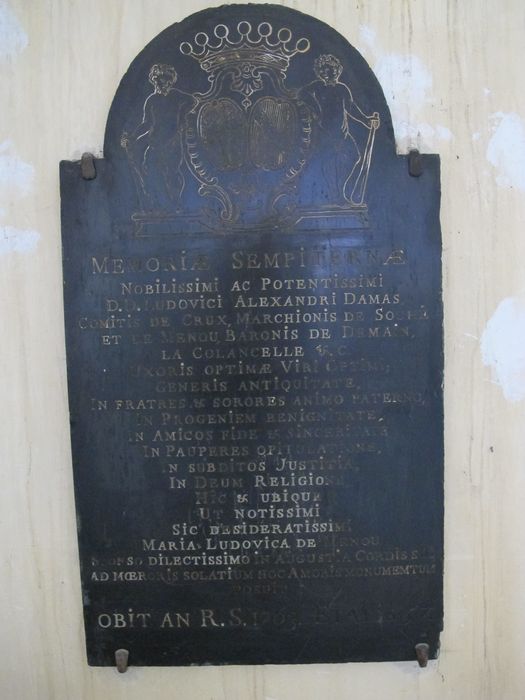 plaque funéraire de Louis Alexandre de Damas, comte de Crux