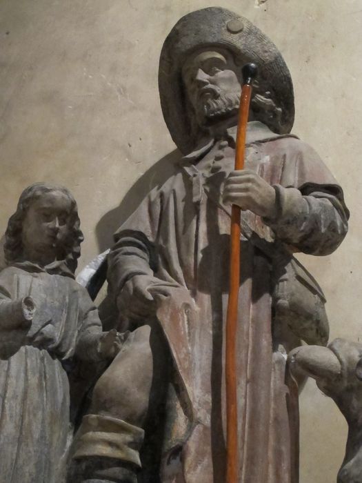 statue : saint Roch, vue partielle