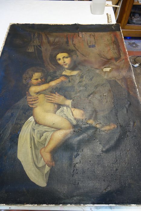 tableau : Vierge à l'Enfant et son cadre - © Ministère de la Culture (France), Conservation des antiquités et des objets d’art de la Nièvre – Tous droits réservés