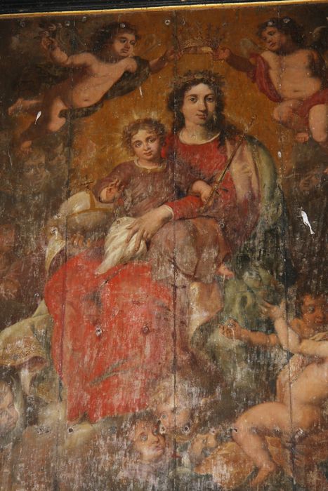 tableau : Couronnement de la Vierge, vue partielle - © Ministère de la Culture (France), Conservation des antiquités et des objets d’art du Nord – Tous droits réservés 