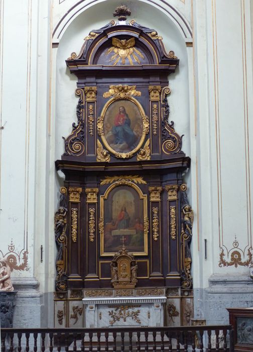 autel du Sacré-Coeur, retable, tableaux : Christ et les disciples d'Emmaüs et Sacré Coeur - © Ministère de la Culture (France), Conservation des antiquités et des objets d’art du Nord – Tous droits réservés