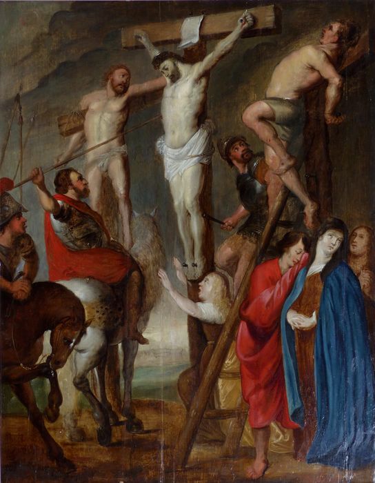 tableau (panneau peint) : Crucifixion - © Ministère de la Culture (France), Conservation des antiquités et des objets d’art du Nord – Tous droits réservés