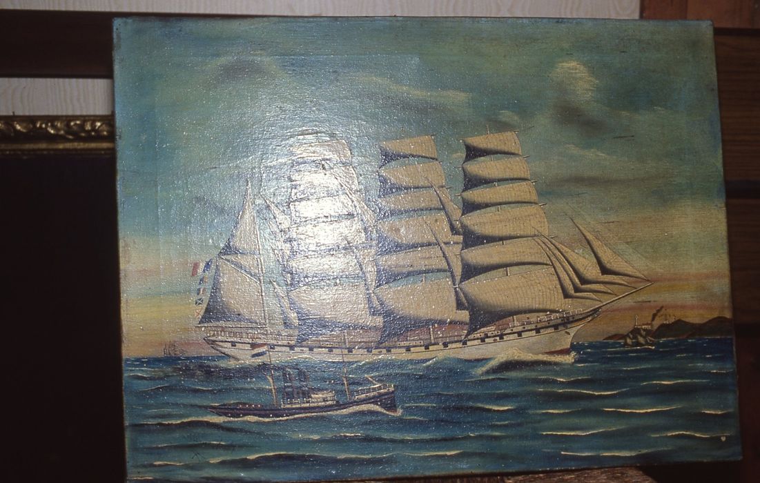 tableau : Voilier Bordes Le Rhône avec un remorqueur
