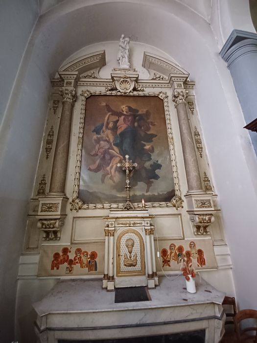 autel de la Sainte-Vierge, tabernacle, retable, tableau : Assomption de la Vierge - © Ministère de la Culture (France), Conservation des antiquités et des objets d’art du Nord – Tous droits réservés 