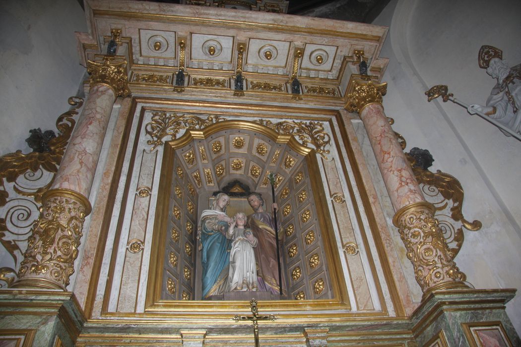 retable, groupe sculpté : Sainte Famille