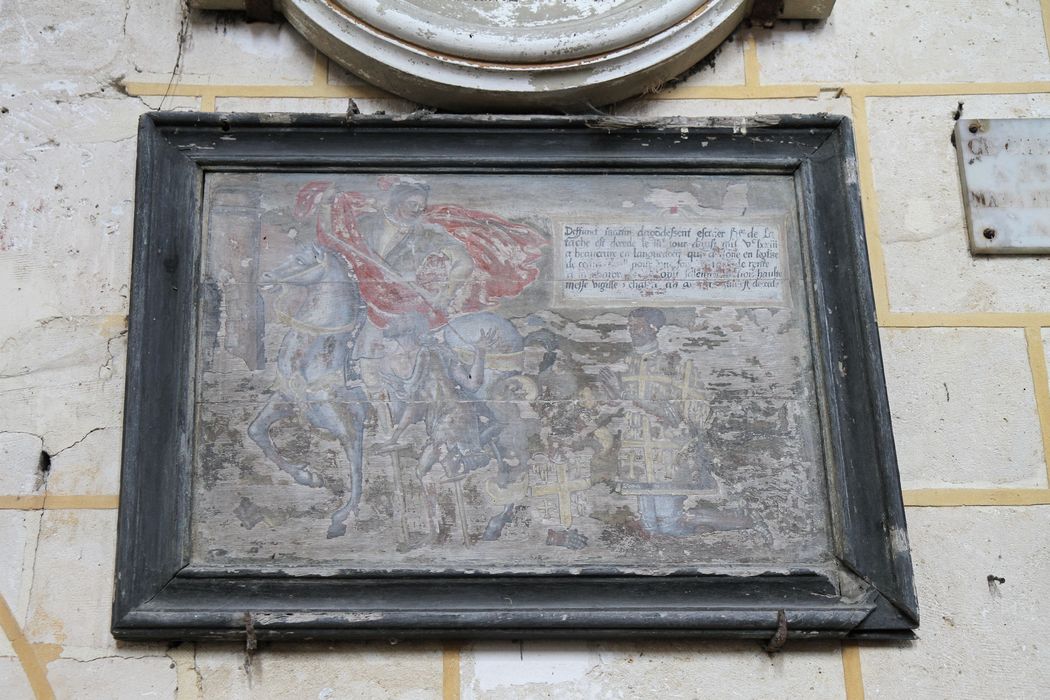 Tableau de fondation d'obit et son cadre : Charité de saint Martin