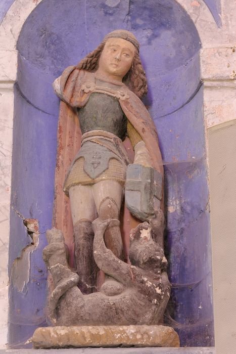 groupe sculpté : Saint Georges terrassant le dragon - © Ministère de la Culture (France), Conservation des antiquités et des objets d’art de l'Oise – Tous droits réservés