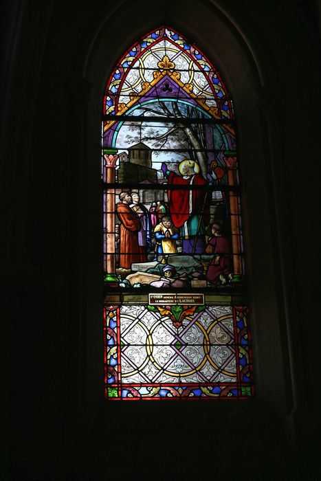verrière (baie 2) : Bénédiction du monastère fondé par saint Ouen