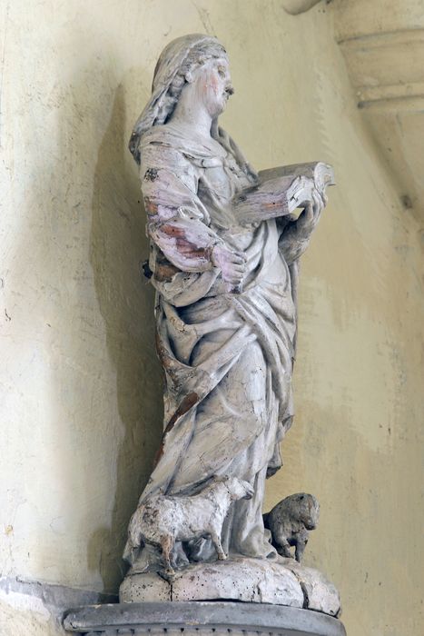 statue : Sainte Geneviève, profil droit - © Ministère de la Culture (France), Conservation des antiquités et des objets d’art de l'Oise - Tous droits réservés
