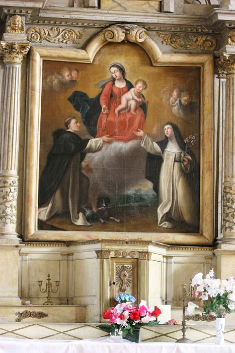 tableau : Remise du rosaire à saint Dominique et sainte Catherine de Sienne