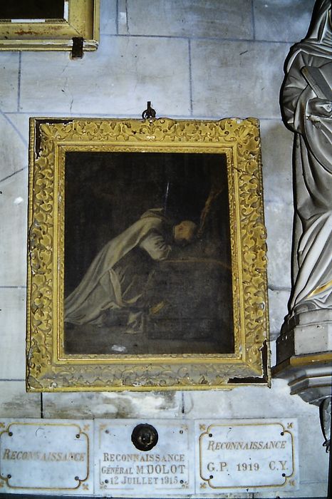 tableau et son cadre : Saint Bruno en prière - © Ministère de la Culture (France), Conservation des antiquités et des objets d’art de l'Oise - Tous droits réservés