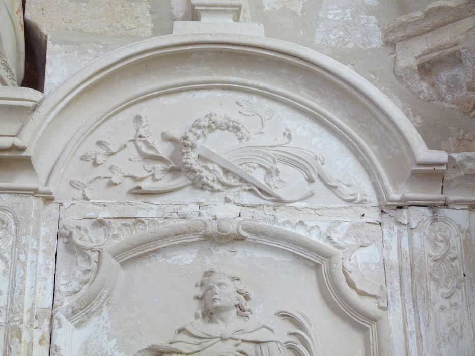 retable d’un autel secondaire : Saint Maurice (?), vue partielle