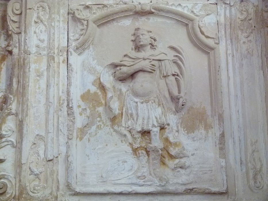 retable d’un autel secondaire : Saint Maurice (?), vue partielle