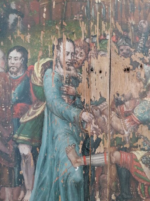 tableau (panneau de retable) : L’arrestation du Christ au mont des Oliviers, détail