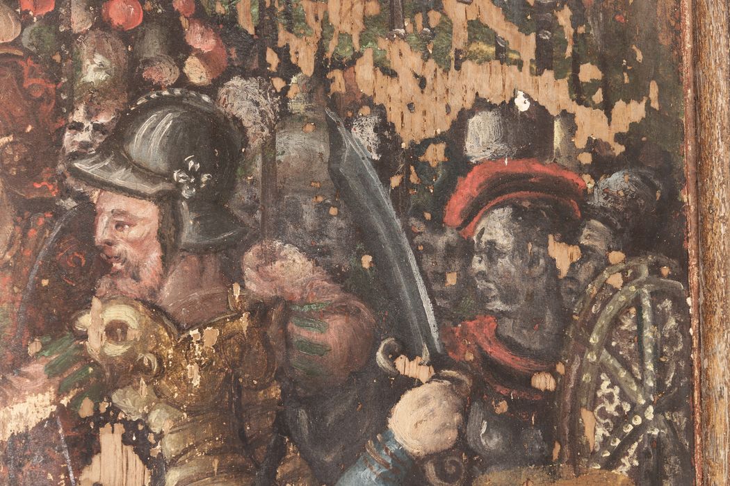 tableau (panneau de retable) : L’arrestation du Christ au mont des Oliviers, détail
