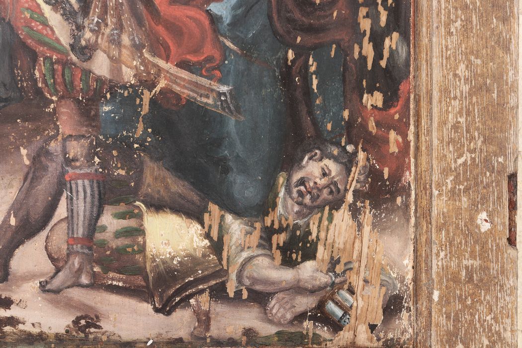 tableau (panneau de retable) : L’arrestation du Christ au mont des Oliviers, détail