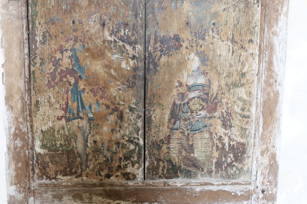 tableau (panneau de retable) : Marie-Madeleine et sujet indéterminé, détail