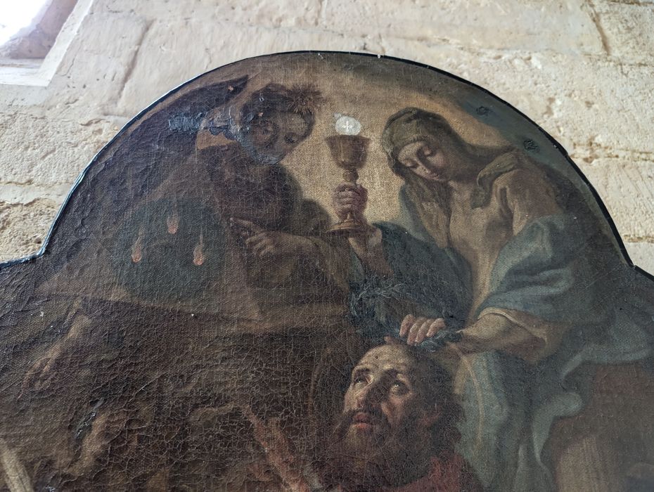 tableau : Saint Augustin foudroyant les hérétiques (?), vue partielle