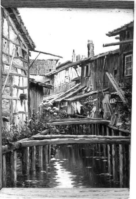 tableau : Vieux canal du Moulin des près à Sainte-Menehould - © Ministère de la Culture (France), Conservation des antiquités et des objets d’art du Pas-de-Calais, tous droits réservés