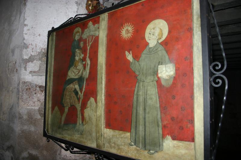 tableau : saint Christophe et saint Bernardin de Sienne saint Michel et un saint évêque, vue générale de saint Bernadin et saint Christophe