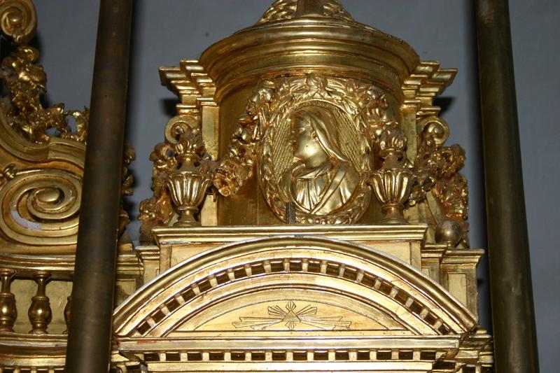 autel, tabernacle, exposition : détail de la partie destre du tabernacle