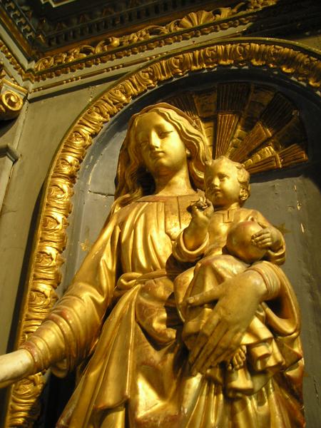 retable, statue : Vierge à l'Enfant (chapelle du croisillon nord), vue partielle