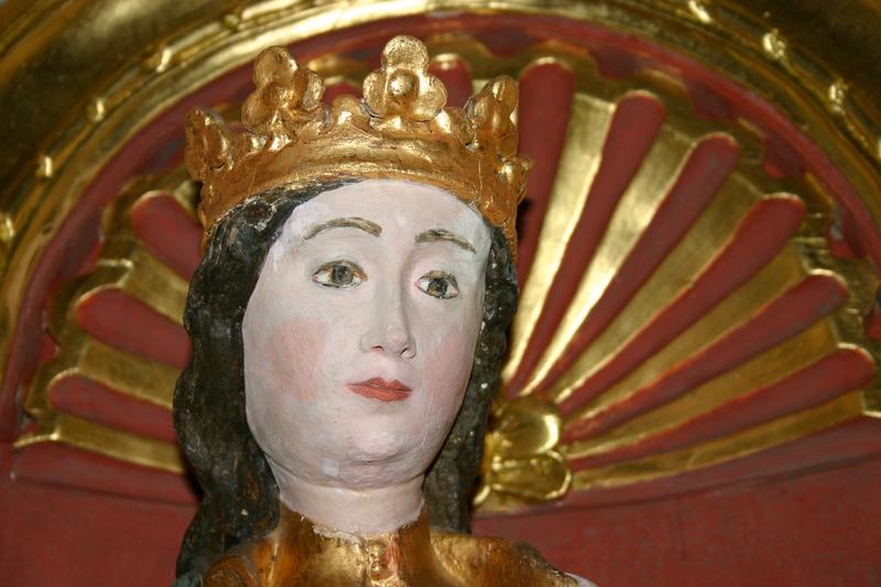 retable, statue : Vierge à l'Enfant dite Notre-Dame-des-lacs-de-la-Godivelle, détail