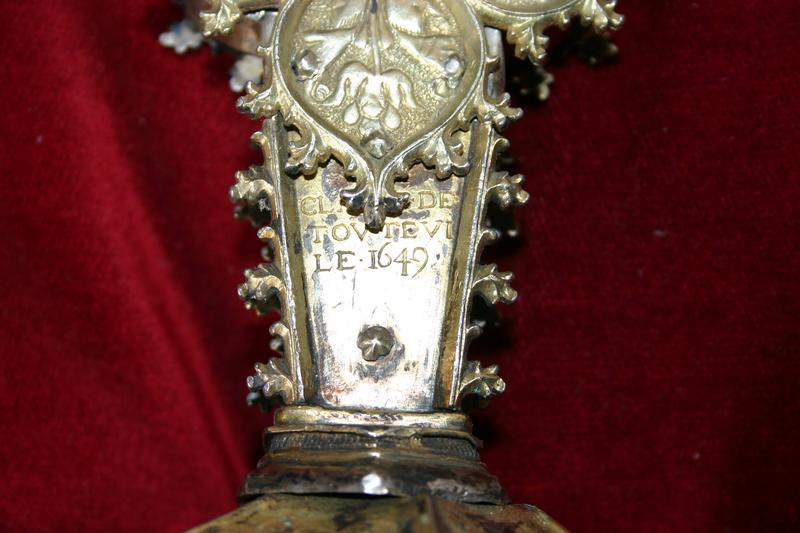 croix de procession, détail de l'inscription