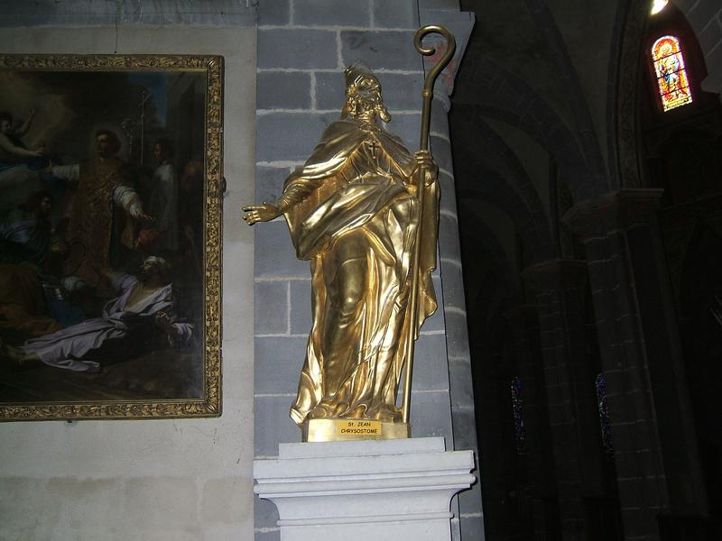 statue : saint Jean Chrysostome, vue générale - © Ministère de la Culture (France), Conservation des antiquités et objets d'art du Puy-de-Dôme – Tous droits réservés