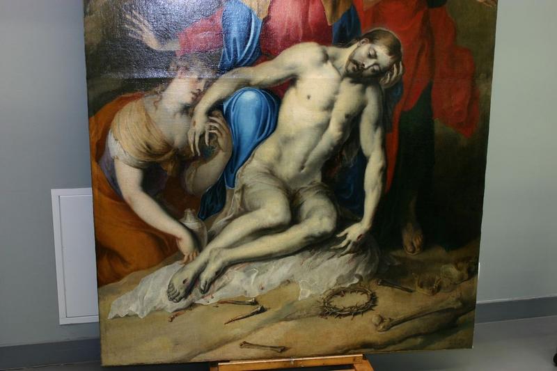 tableau : Déploration du Christ, vue partielle - © Ministère de la Culture (France), Conservation des antiquités et objets d'art du Puy-de-Dôme – Tous droits réservés