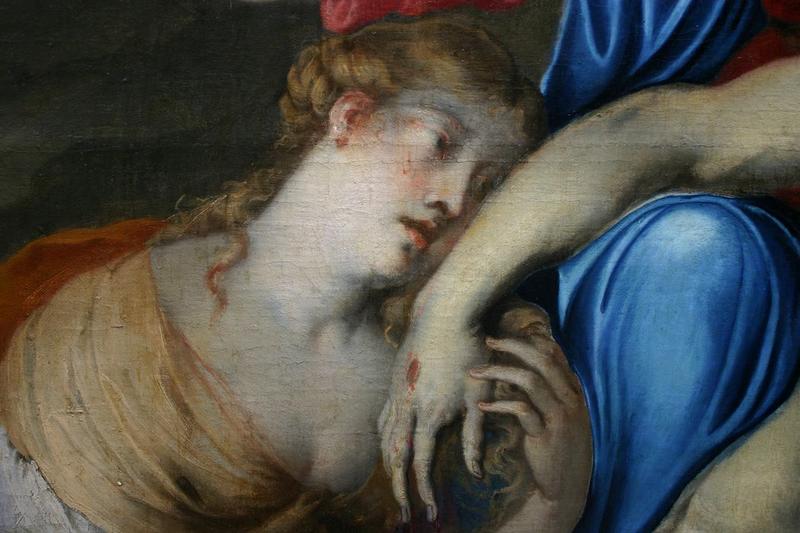tableau : Déploration du Christ, détail - © Ministère de la Culture (France), Conservation des antiquités et objets d'art du Puy-de-Dôme – Tous droits réservés