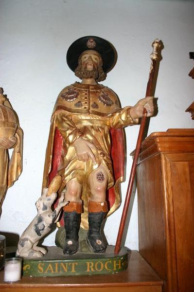 statue : saint Roch, vue générale - © Ministère de la Culture (France), Conservation des antiquités et objets d'art du Puy-de-Dôme – Tous droits réservés