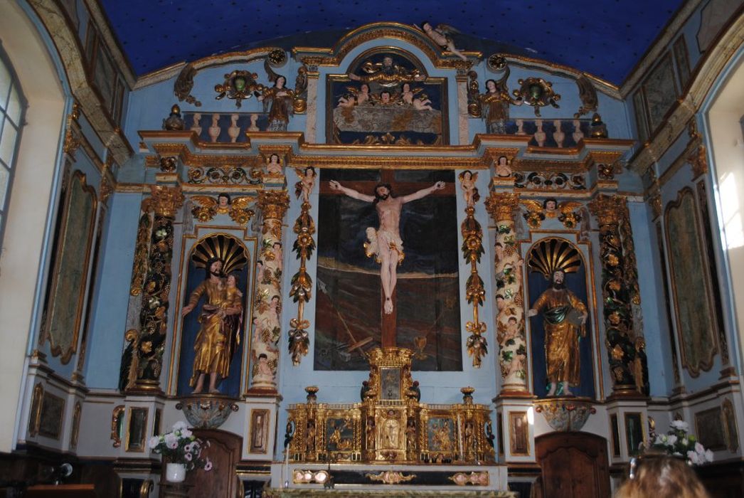 autel, tabernacle, retable, statues