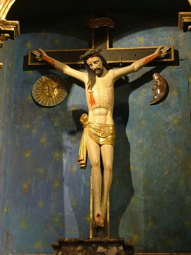 retable de la Sauch, détail de la statue du Christ en croix - © Ministère de la Culture (France), Conservation des antiquités et des objets d’art des Pyrénées-Orientales, tous droits réservés